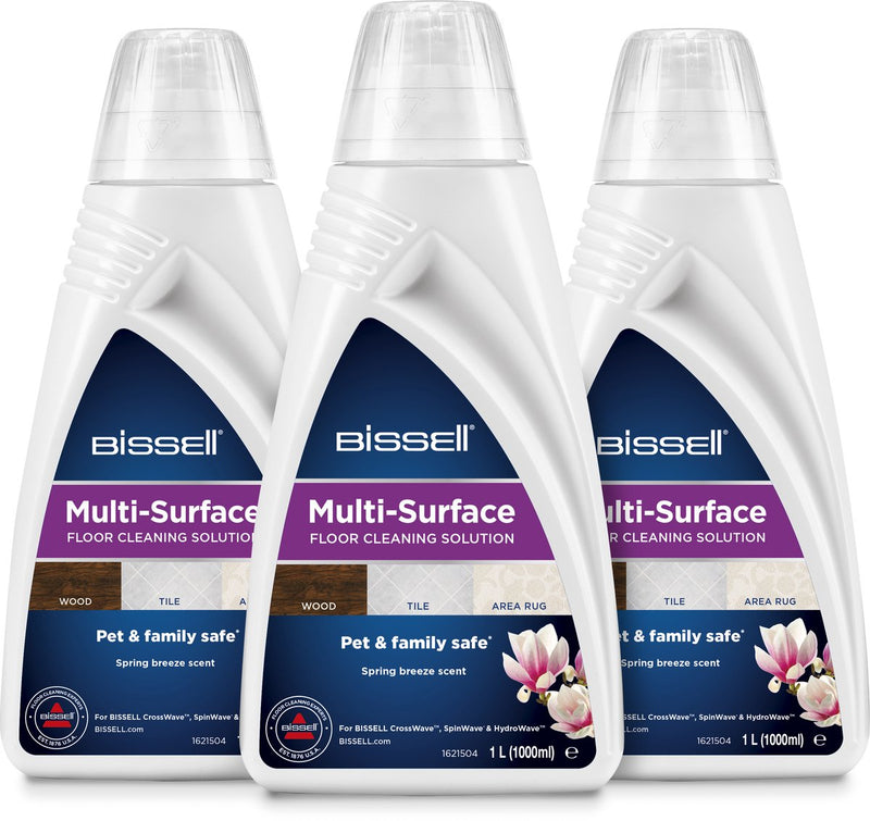 Detergente per pavimenti multisuperficie Bissell confezione risparmio da 3 x 1 l - adatto per spinwave a onde incrociate - detergente universale - potente detergente per pavimenti per piastrelle, detergenti per laminati in legno - 2885