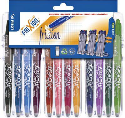 Juego de bolígrafos roller Pilot frixion - borrables - 12 colores - en blister de lujo