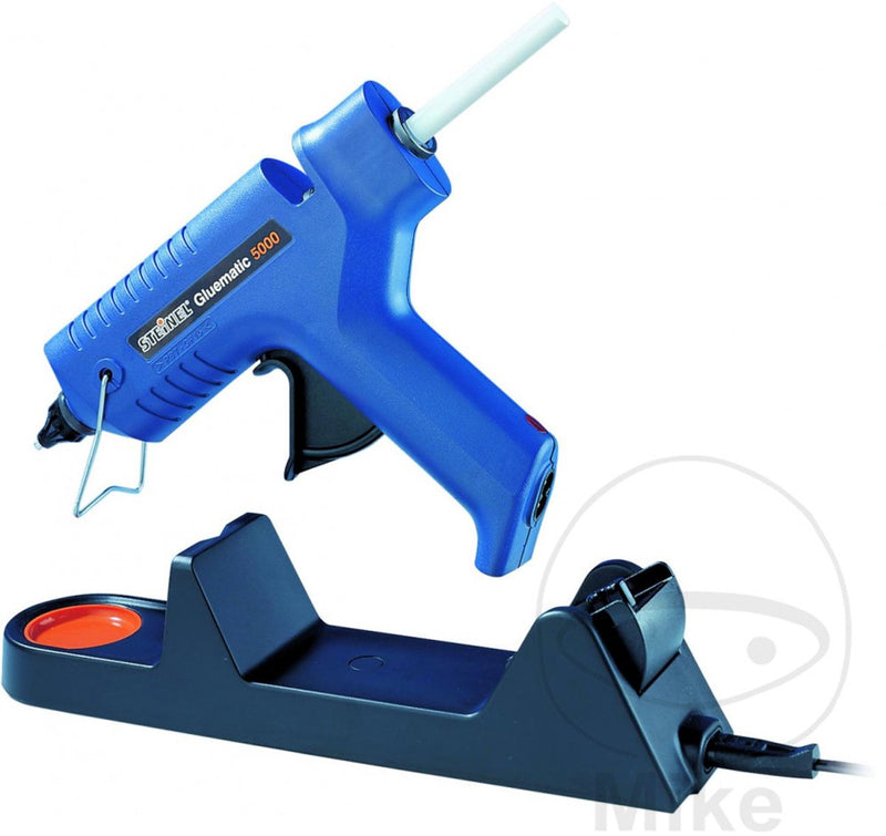 Pistola de pegamento Steinel pegamentomatic 5000 - 120w - hasta 20 minutos de trabajo inalámbrico, se puede usar con corriente eléctrica - 22 g mínimo - para barras de pegamento de ⌀11 mm - incl. 5 barras de pegamento y 2 boquillas