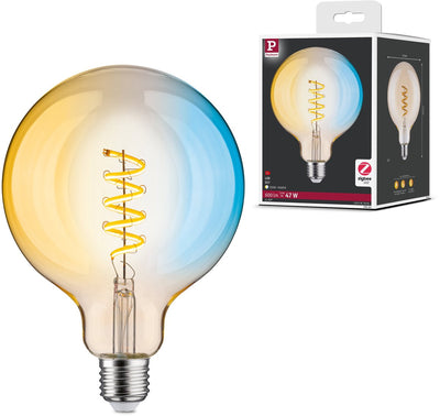 Paulmann Filamento 230 V Smart Home Zigbee 3.0 LED Globo G125 E27 600LM 7.5W Bianco Dimmerabile Dimmerabile Oro