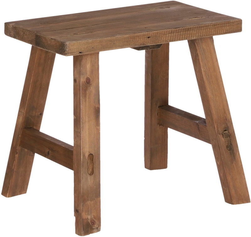 Sgabello in legno audace con decorazioni Mica - tavolino o tavolino per piante - 38 x 29 x 34 cm - legno riciclato - marrone