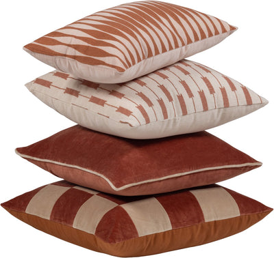 Woood vola cushions - cotton - pink rust brown - 50x50x10 - set of 4