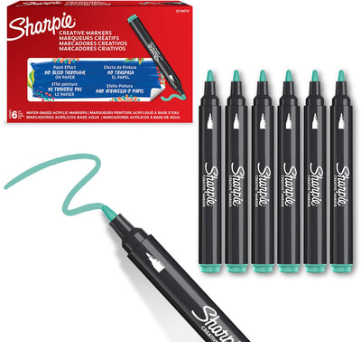 Sharpie creative marker acrylverfmarkers | ronde punt | verfmarkers op waterbasis | inkt loopt niet door en geschikt voor de meeste oppervlakken | meer groen | 6 stuks