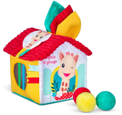 La casa de descubrimiento de la jirafa Sophie – casita de juegos de tela con pelotas y paños de juego para bebé – estimula los sentidos, la motricidad y la diversión descubridora