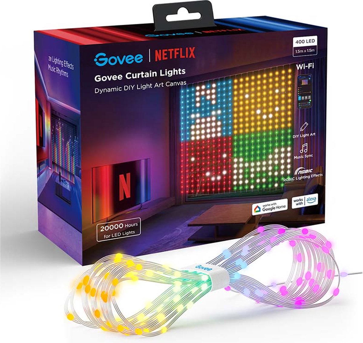 Luces de cortina inteligentes Govee 1,5x1,5m rgbic - 400 LED