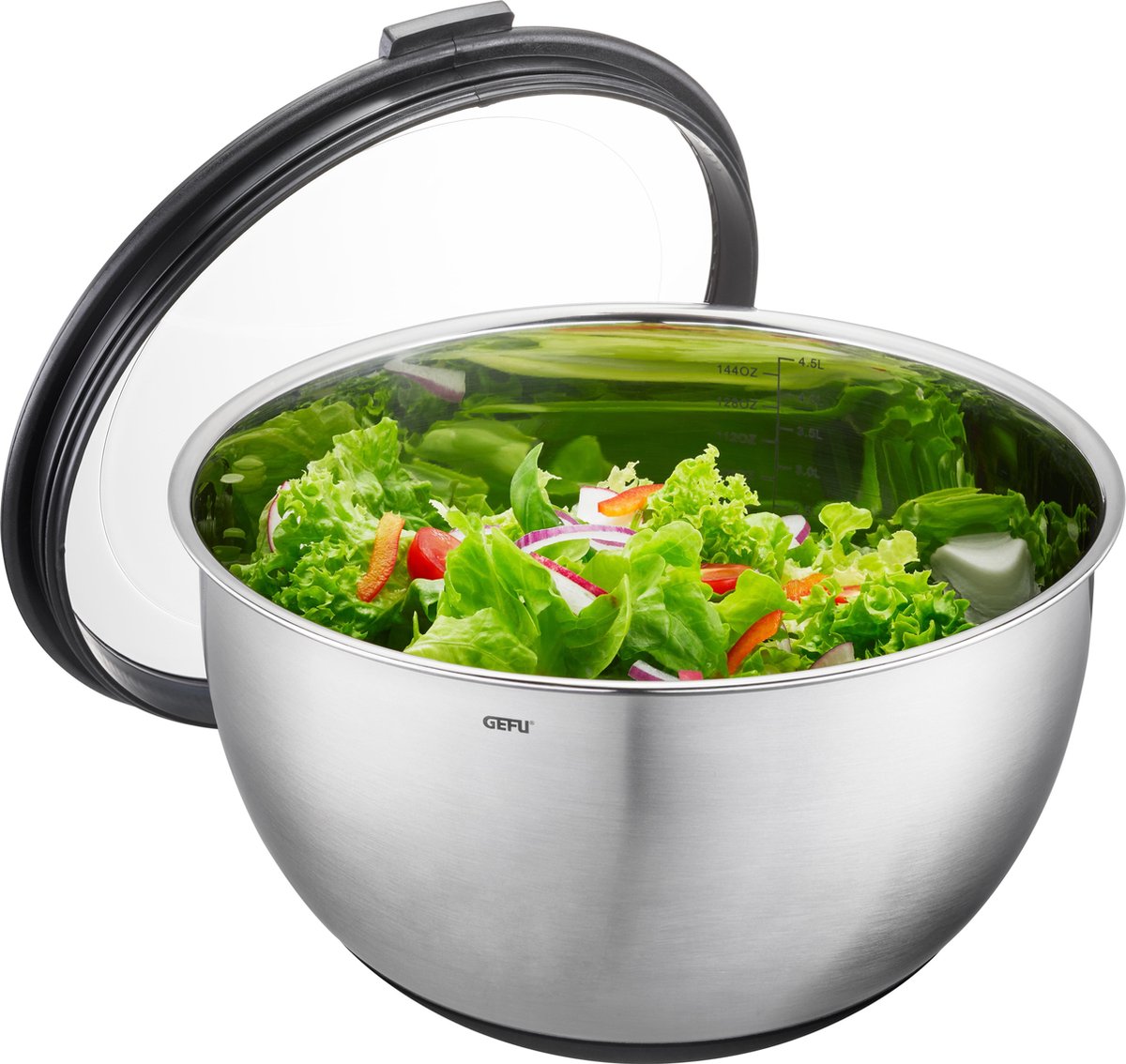 Gefu muovo mengkom met deksel – 3 liter – rvs – antislip – ø 24 cm