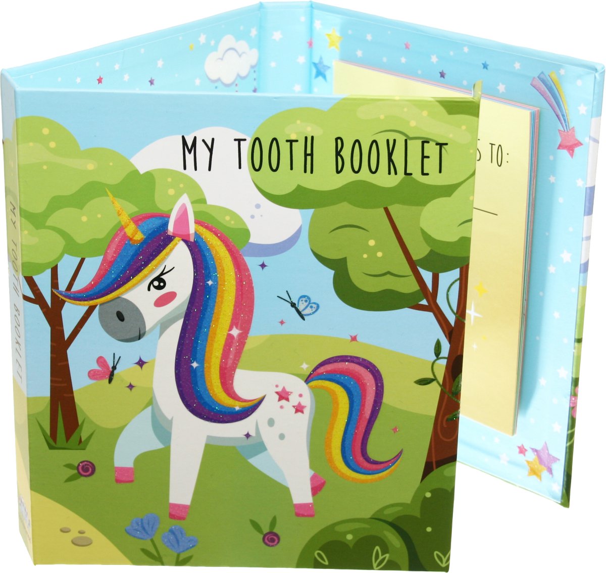 Toothwonders – my tooth booklet unicorn - inglés - Teethcollectionbook con cierre magnético
