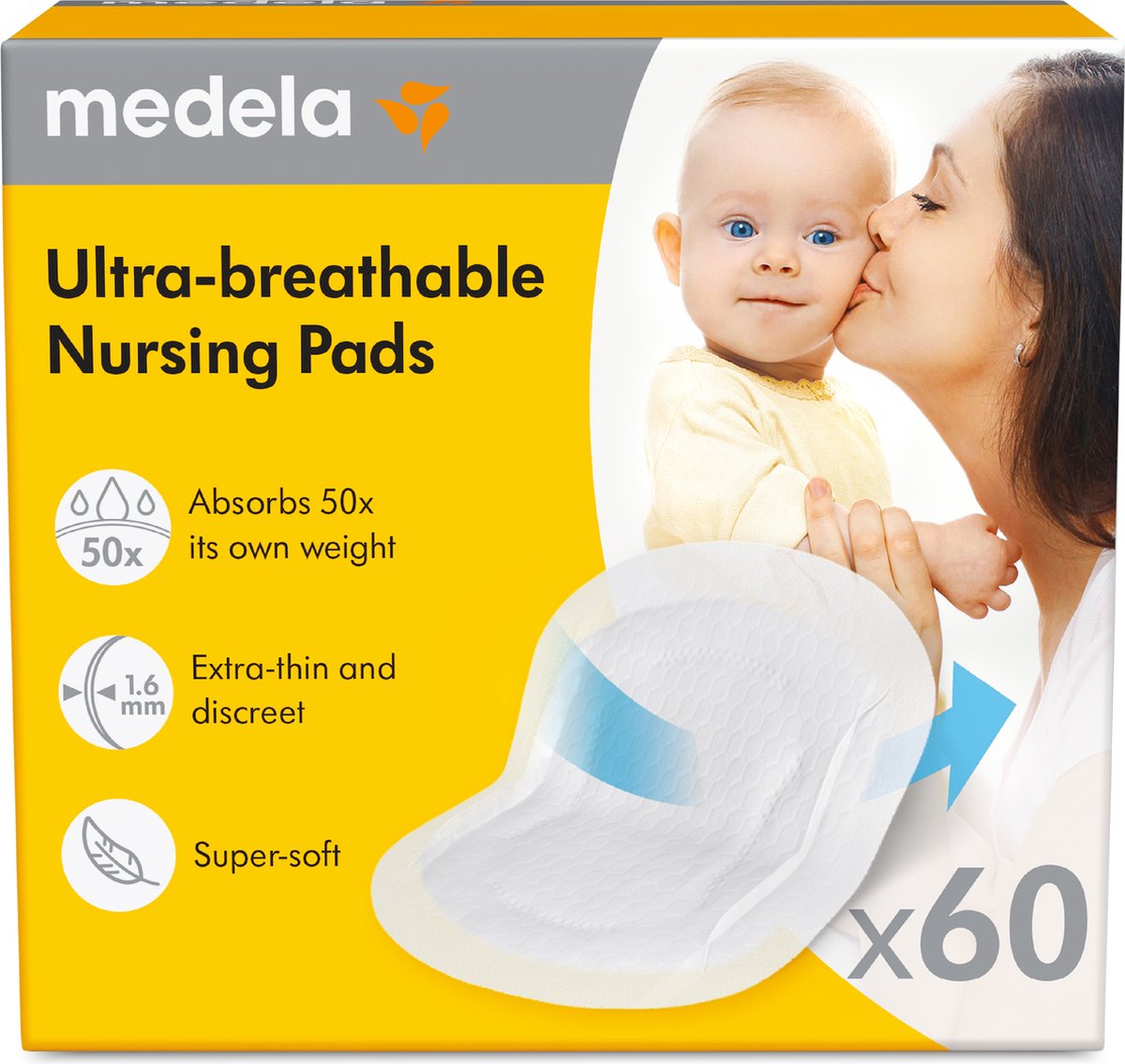 Medela – discos absorbentes ultratranspirables – desechables – para lactancia – agradables para la piel y cómodos – 60 piezas