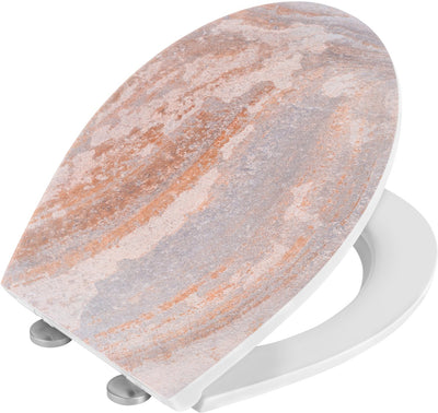 Wenko toilet seat canyon - antibacterial duroplastic with structured print - easy-close soft close closure - fix-clip attachment can be clicked off in stainless steel - toilet seat decor with structure - toilet seat with print