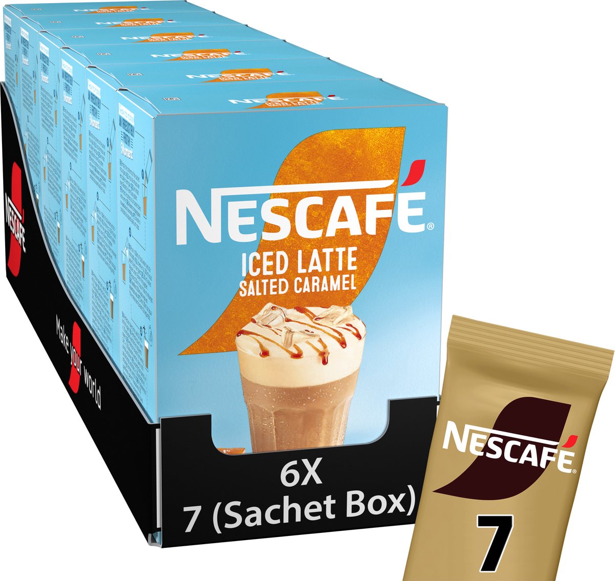 Caffè istantaneo Nescafé Gold Iced Caramello Salato - 6 scatole da 7 buste