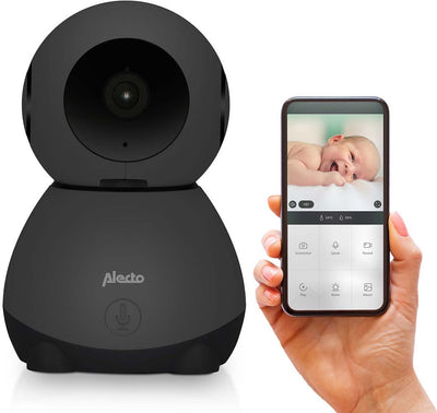 Baby monitor Alecto WiFi con fotocamera e app - full HD - spostabile da remoto - notifica di movimento e suono - smartbaby10bk - nero