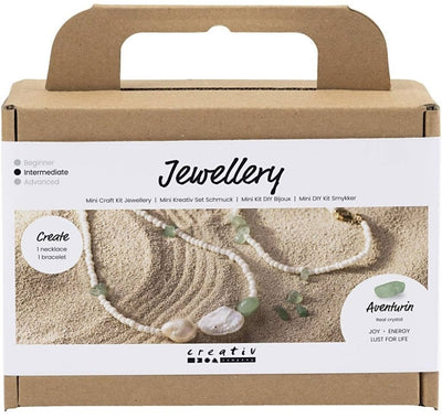 Creativ company mini hobby set de joyería, collar y pulsera de aventurina, 1 caja