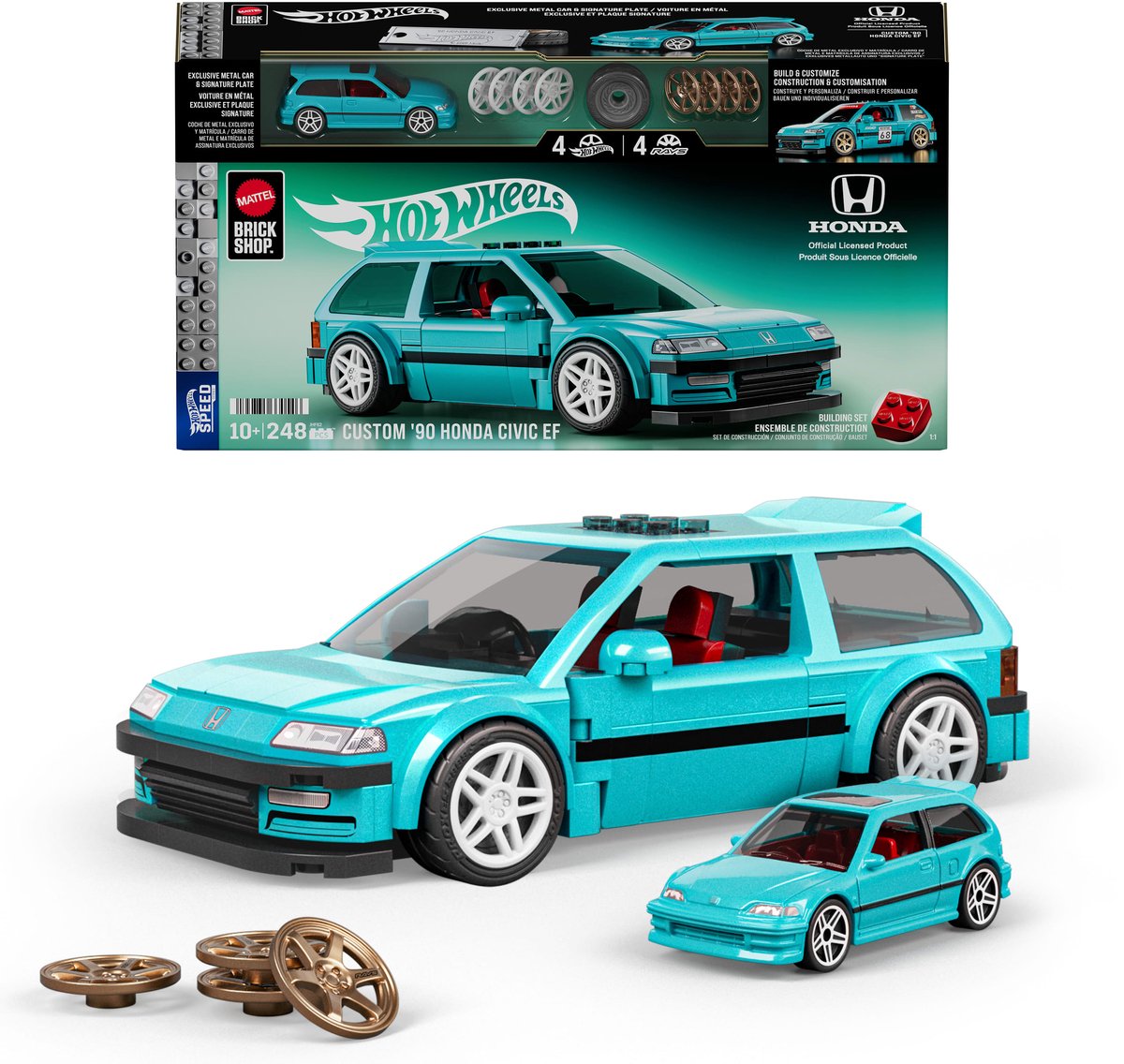 Mattel brick shop hot wheels speed series - honda civic ef personalizzata del '90