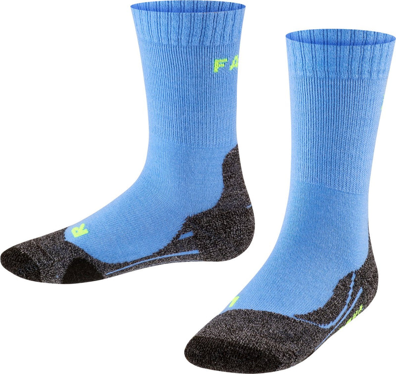 Falke tk2 calcetines para caminar de material funcional de lana gruesa anti-ampollas niños azul - talla 35-38