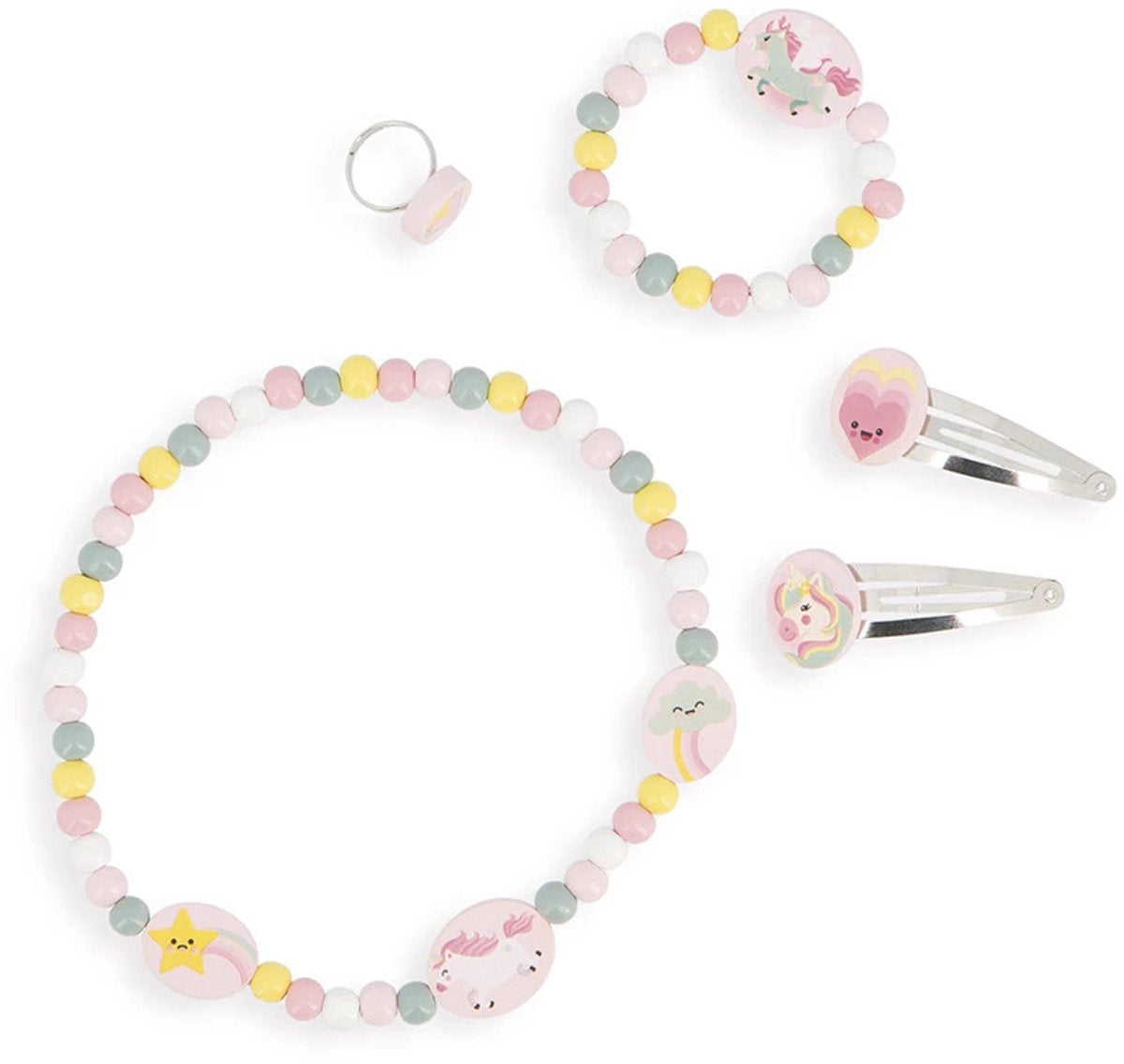 Janod - unicornio - conjunto de joyas de unicornio - joyas y pinzas para el cabello