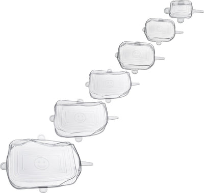 Coperchi per alimenti freschi Westmark quadrati - coperchi in silicone espandibili e riutilizzabili per vari contenitori, anche per fette di frutta, alternativa sostenibile - silicone, 6 pezzi