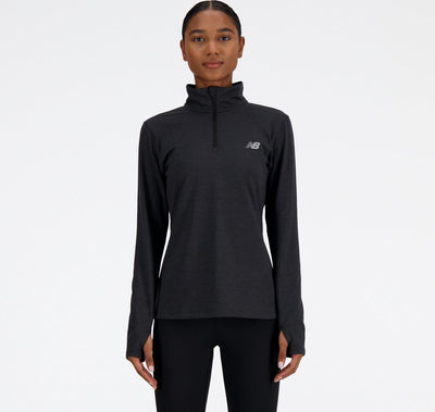New balance sport essentials space dye 1 4 women's sports sweater - black