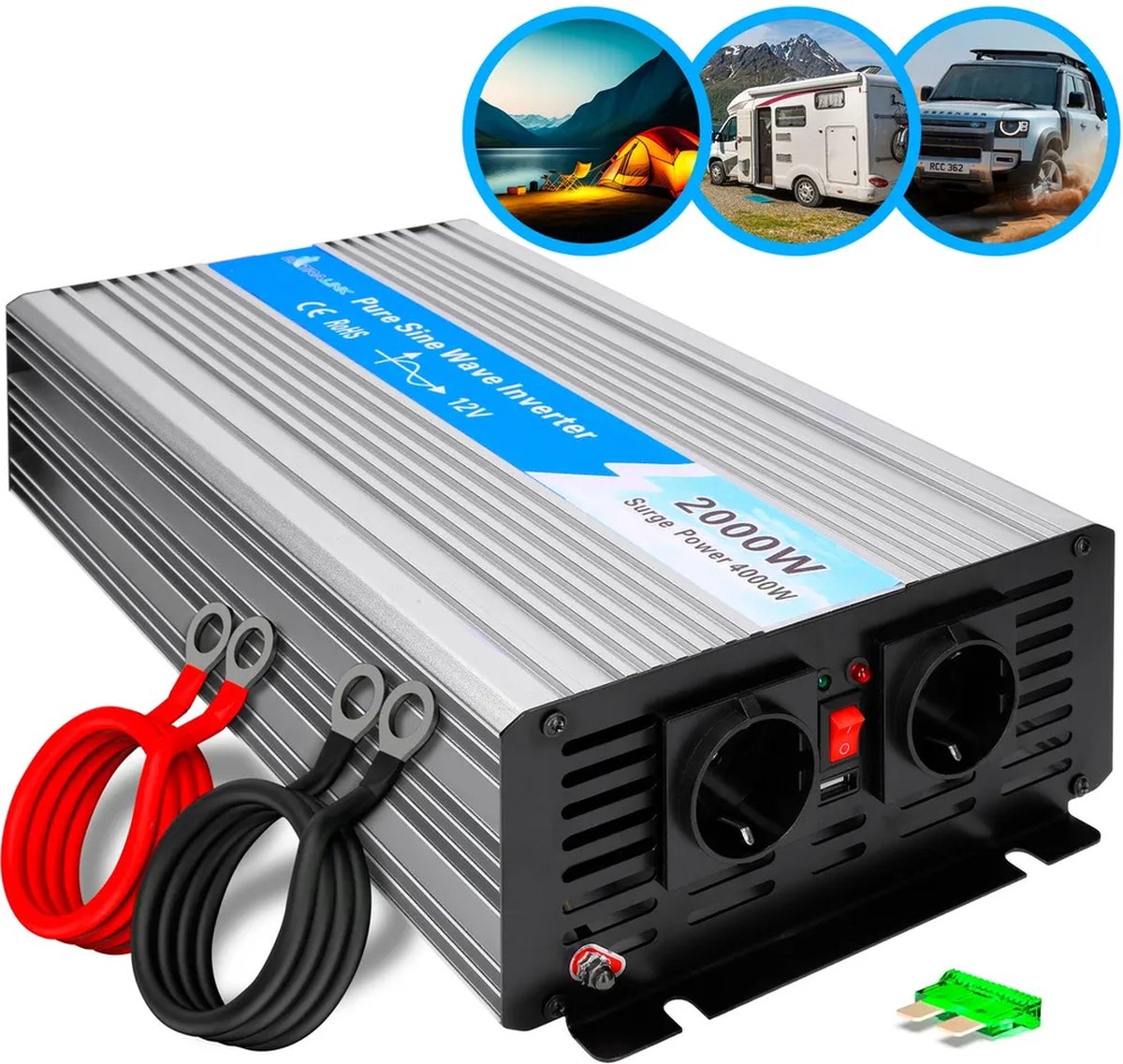 Extralink opip-2000w | spanningsomvormer | auto 12v, 2000w zuivere sinus, pure sinus