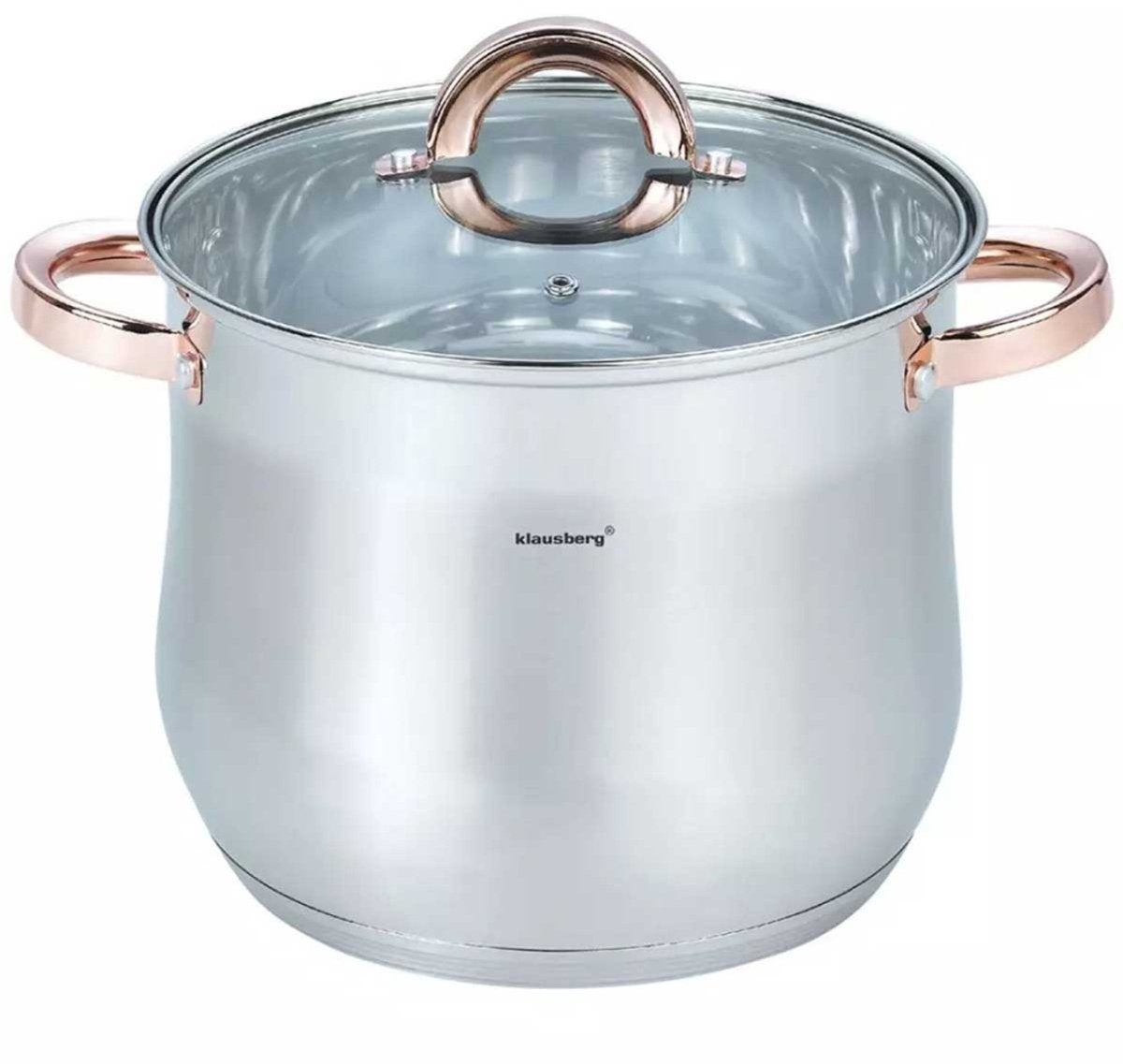 Klausberg 7792 - soeppan met deksel - 7.0l - 22 cm - rvs - inductie - alle warmtebronnen