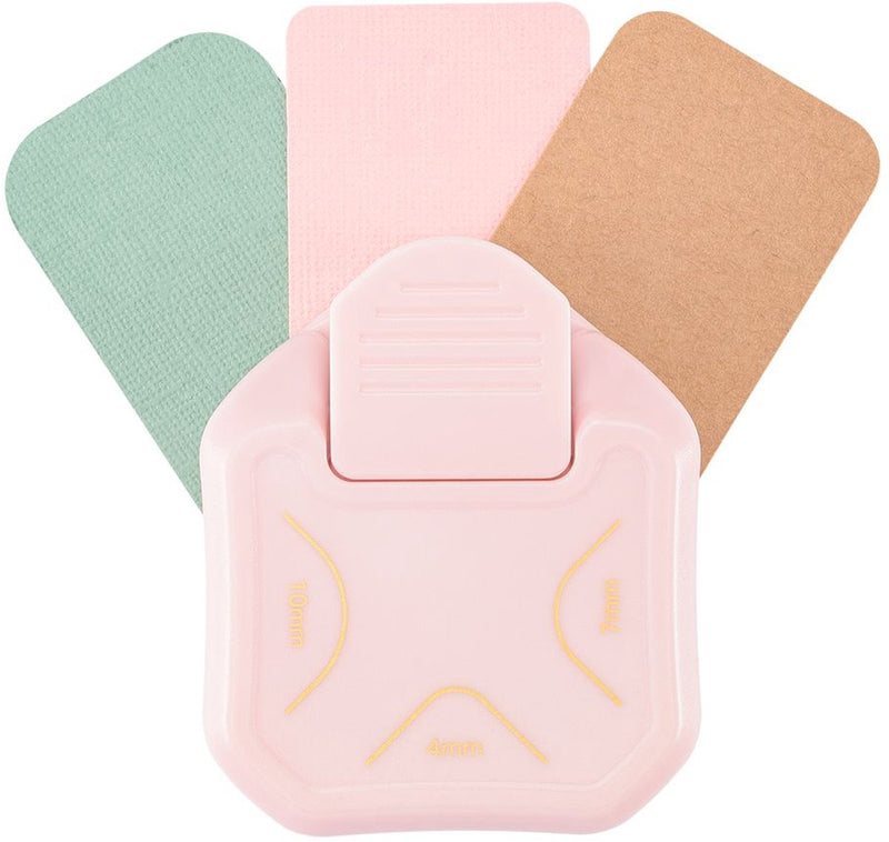 Vaessen creative pons - hoekpons - 3 in 1 label pons - 4, 7, en 10 mm - roze