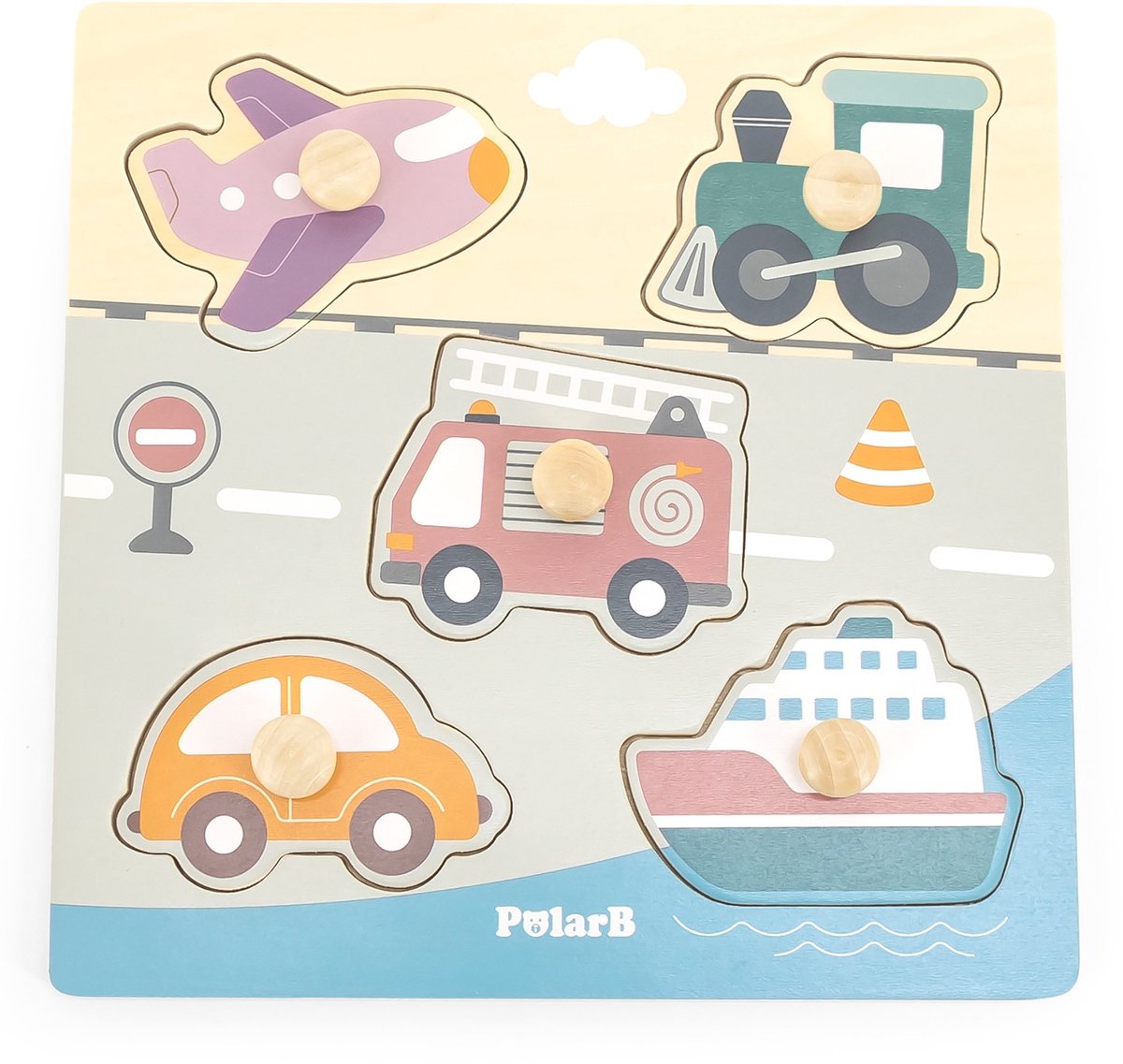 Puzzle vehículos de madera Polarb 44069