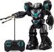 Il robot Silverlit fa esplodere un robot rc nero con il pugno sparato