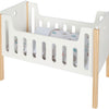 Cama de muñeca de madera de pie pequeño botón pequeño