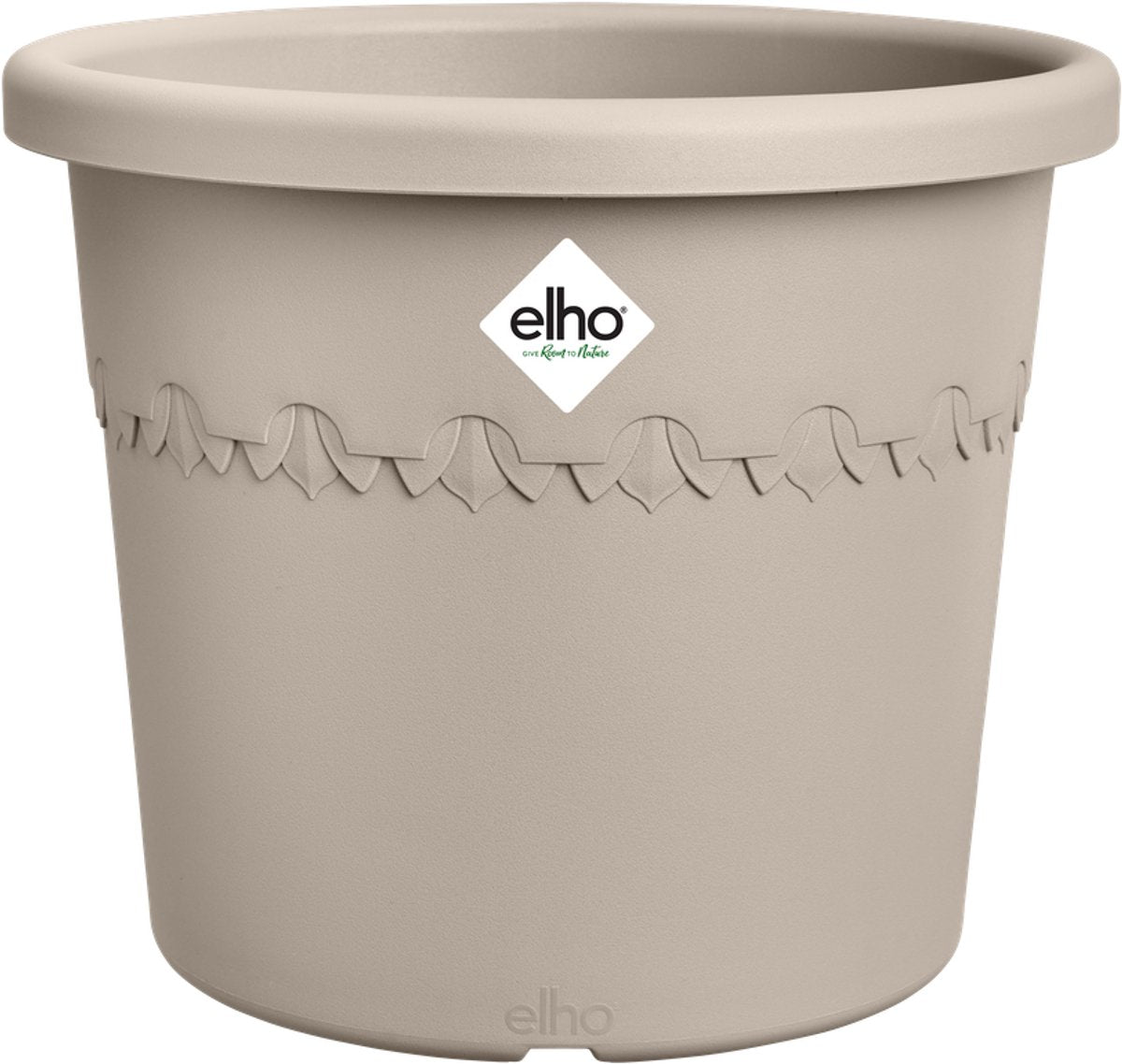 Elho algarve cilindro 48 - macetero de exterior - plástico 100% reciclado - ø 48 x h 29 cm - beige hongo