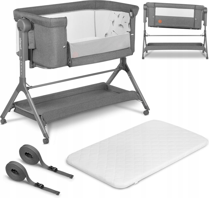 Lionelo Leonie Plus - culla e lettino 3 in 1 co-sleeper - lettino fino a 9 kg - regolazione in altezza su 6 livelli - funzione dondolo - materasso T25 - cestello portaoggetti - ruote - sfoderabile