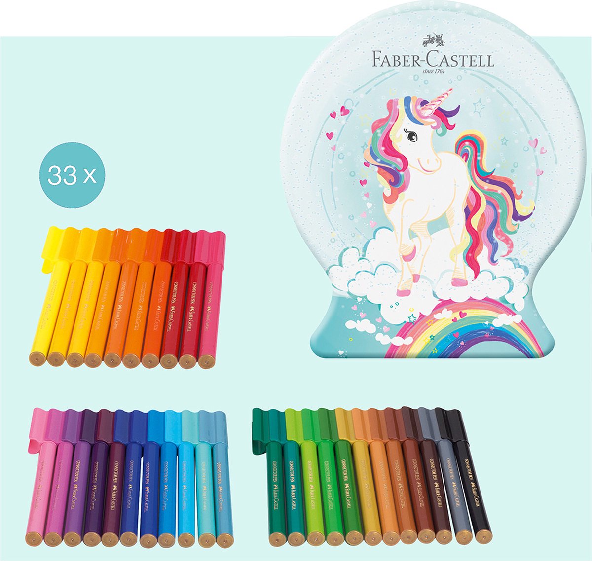 Faber-castell viltstiften - connector - snow globe unicorn - 33 stuks - fc-155544