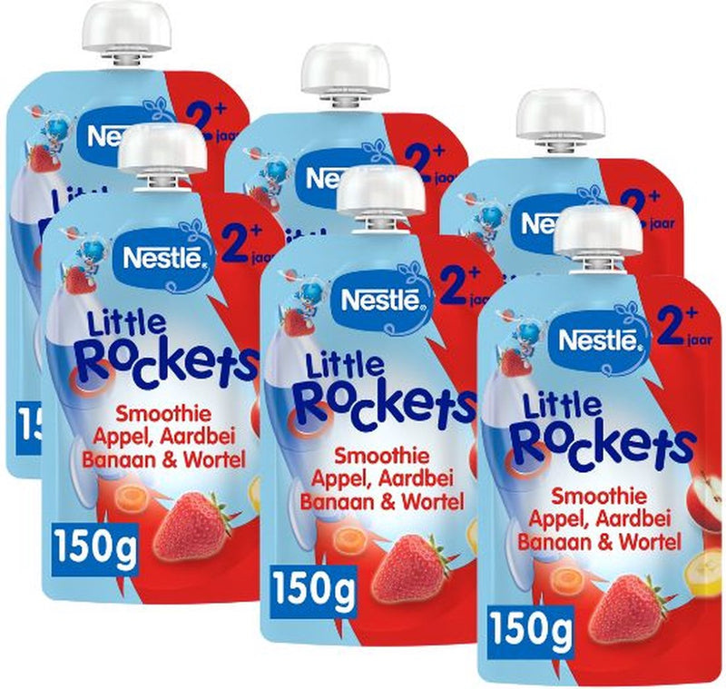 Nestlé razzini spremuti frutta mela fragola banana carota - snack per bambini 2+ - 6 pezzi x 150 g