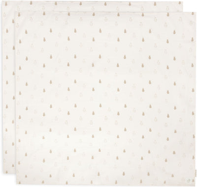Jollein x Miffy - panno idrofilo grande 115x115 cm - fasciatoio, panni per ruttini, panni per bambini - cotone morbido - happy miffy - nougat - 2 pezzi