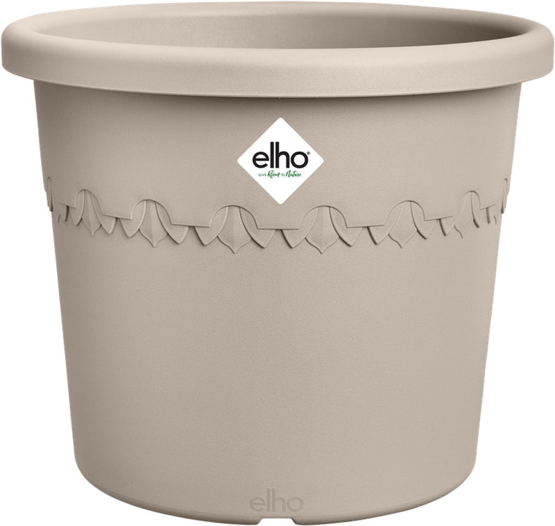 Elho algarve cilindro 48 - macetero de exterior - plástico 100% reciclado - ø 48 x h 29 cm - beige hongo