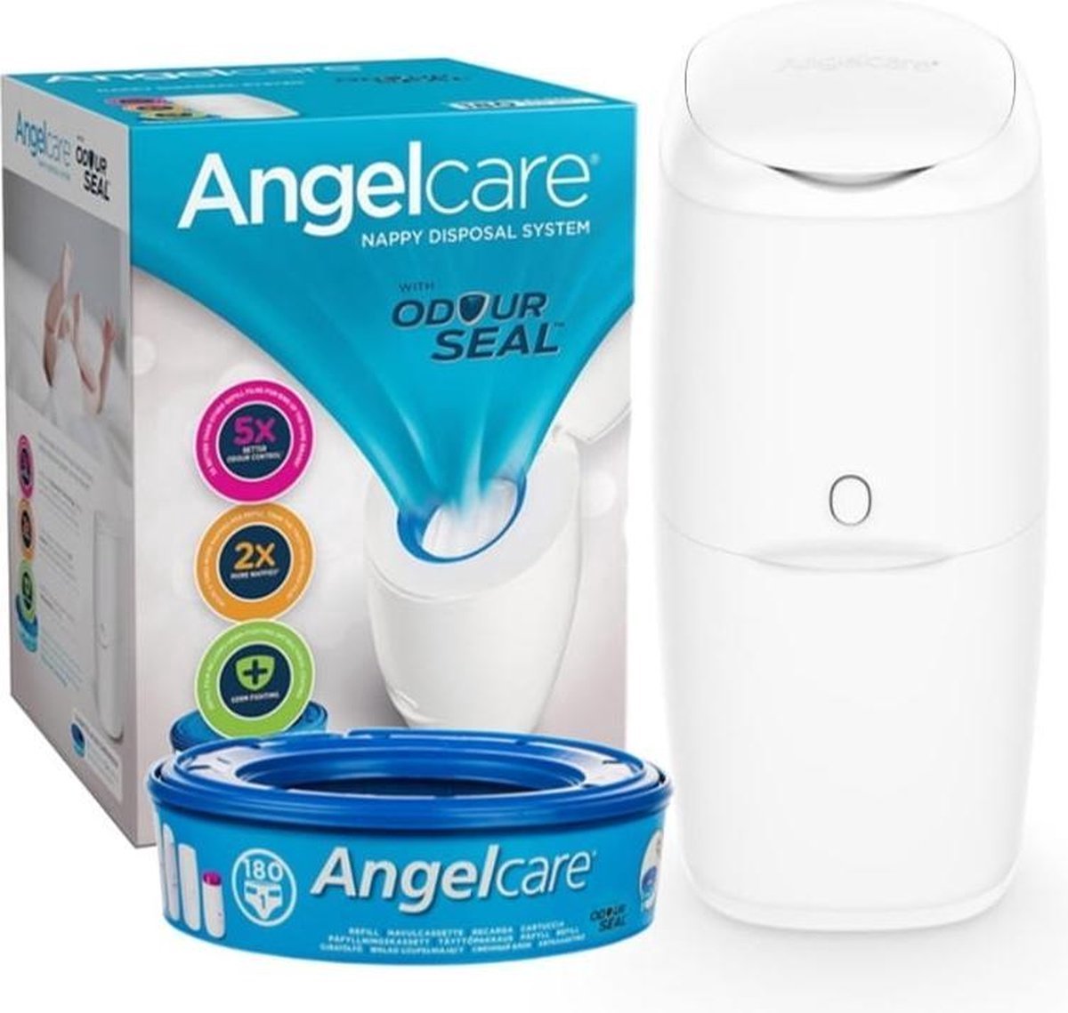 Secchio per pannolini Angelcare Classic Starter Pack - con 1 cassetta di ricarica