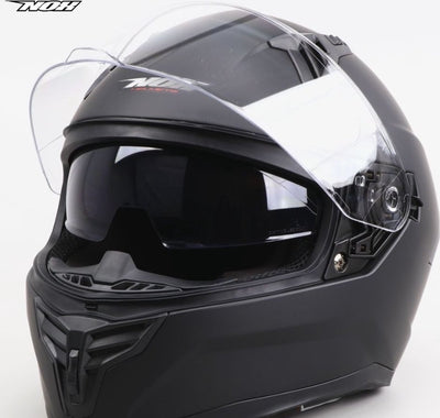 Casco integral Nox con visera solar tintada integrada - negro mate - ECE 22.06 - talla XL = circunferencia de la cabeza de 60 a 61 cm