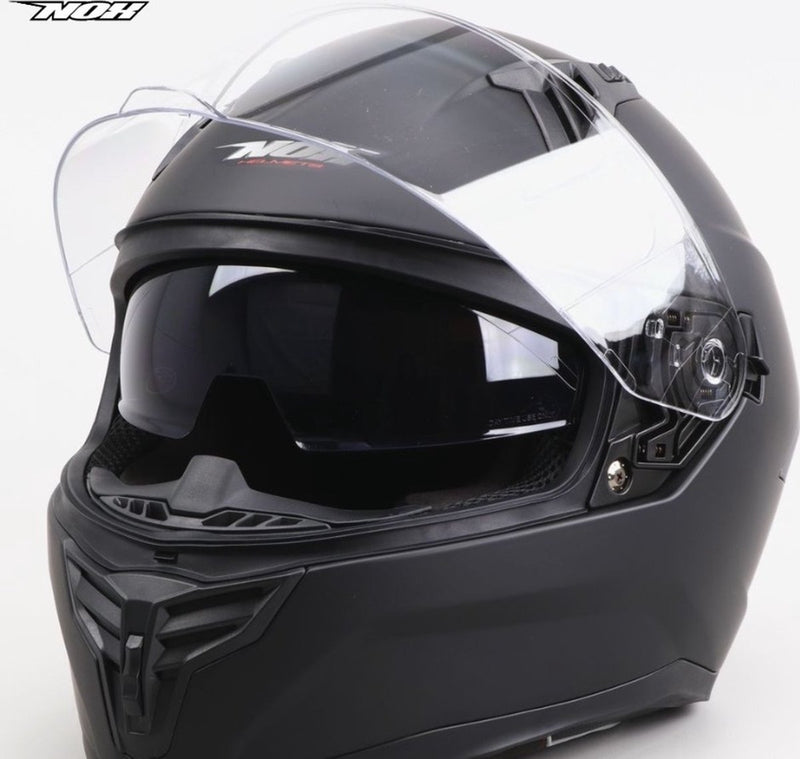 Casco integral Nox con visera solar tintada integrada - negro mate - ECE 22.06 - talla XL = circunferencia de la cabeza de 60 a 61 cm