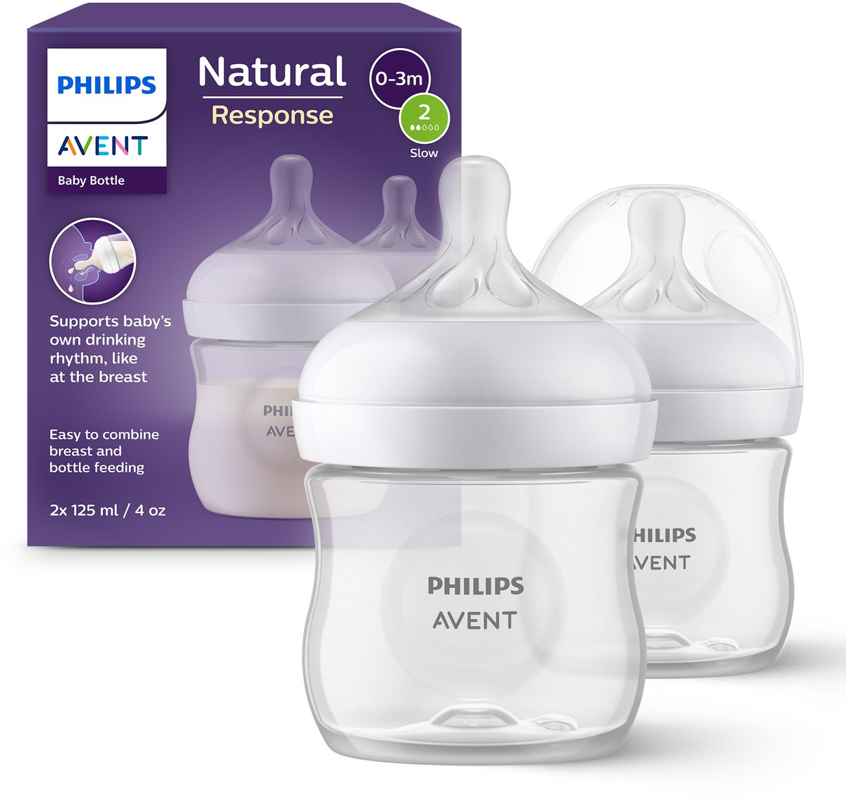 Biberon Philips Avent Natural Response 125ml – flusso 2 - 2 biberon - neonato - scy900 02
