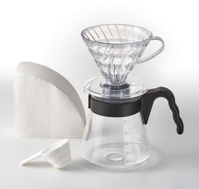 Hario v60 - coffee dripper, coffee pot, coffee filters, measuring spoon - complete set