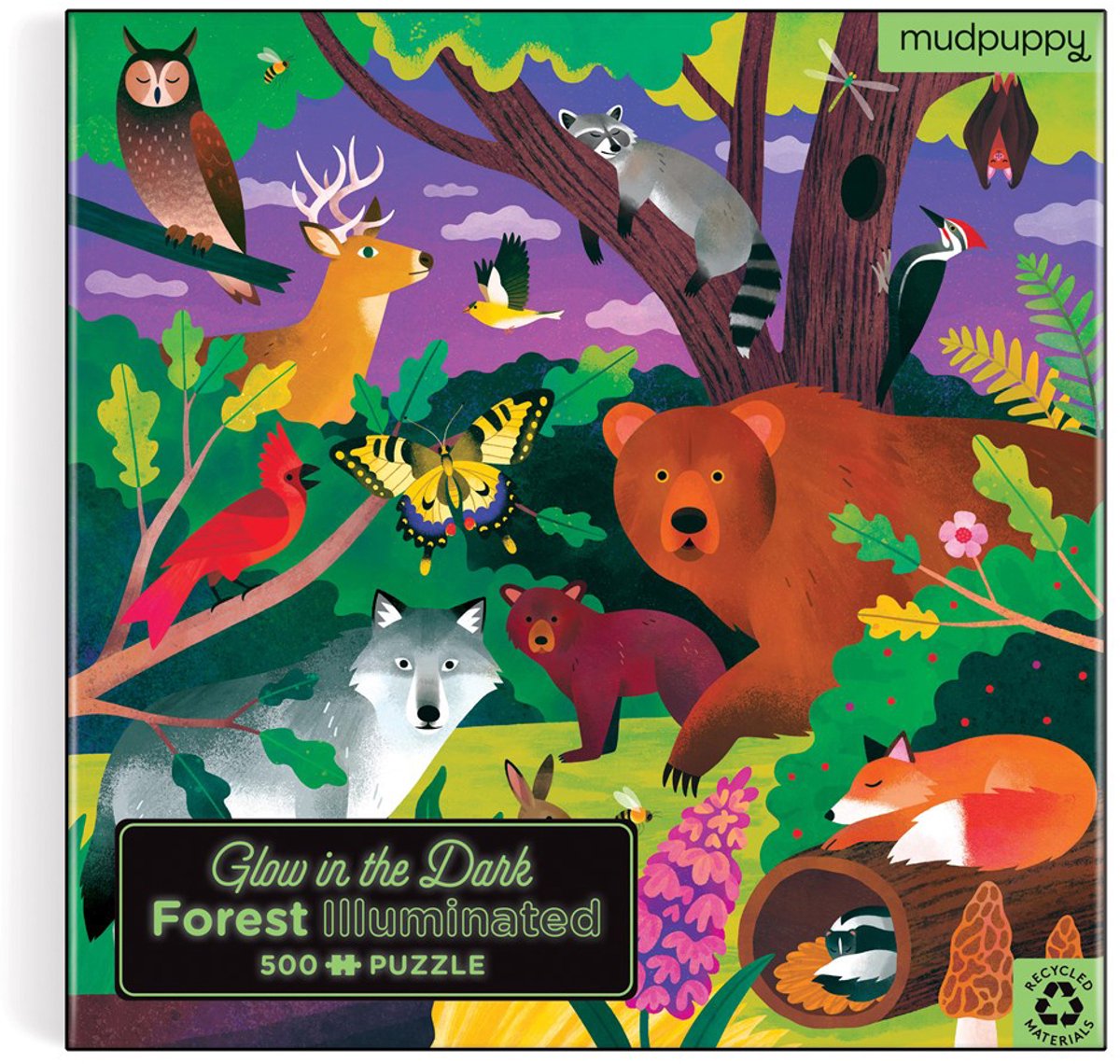 Puzzle Mudpuppy che si illumina al buio - luci nella foresta - 51x51 cm - 500 pezzi - 8 anni