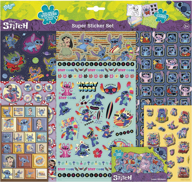 Adesivi Totum Disney Stitch - set di super adesivi xl 7 fogli | giocattoli creativi e adesivi per ragazze e ragazzi - incl. adesivi e giochi di lusso