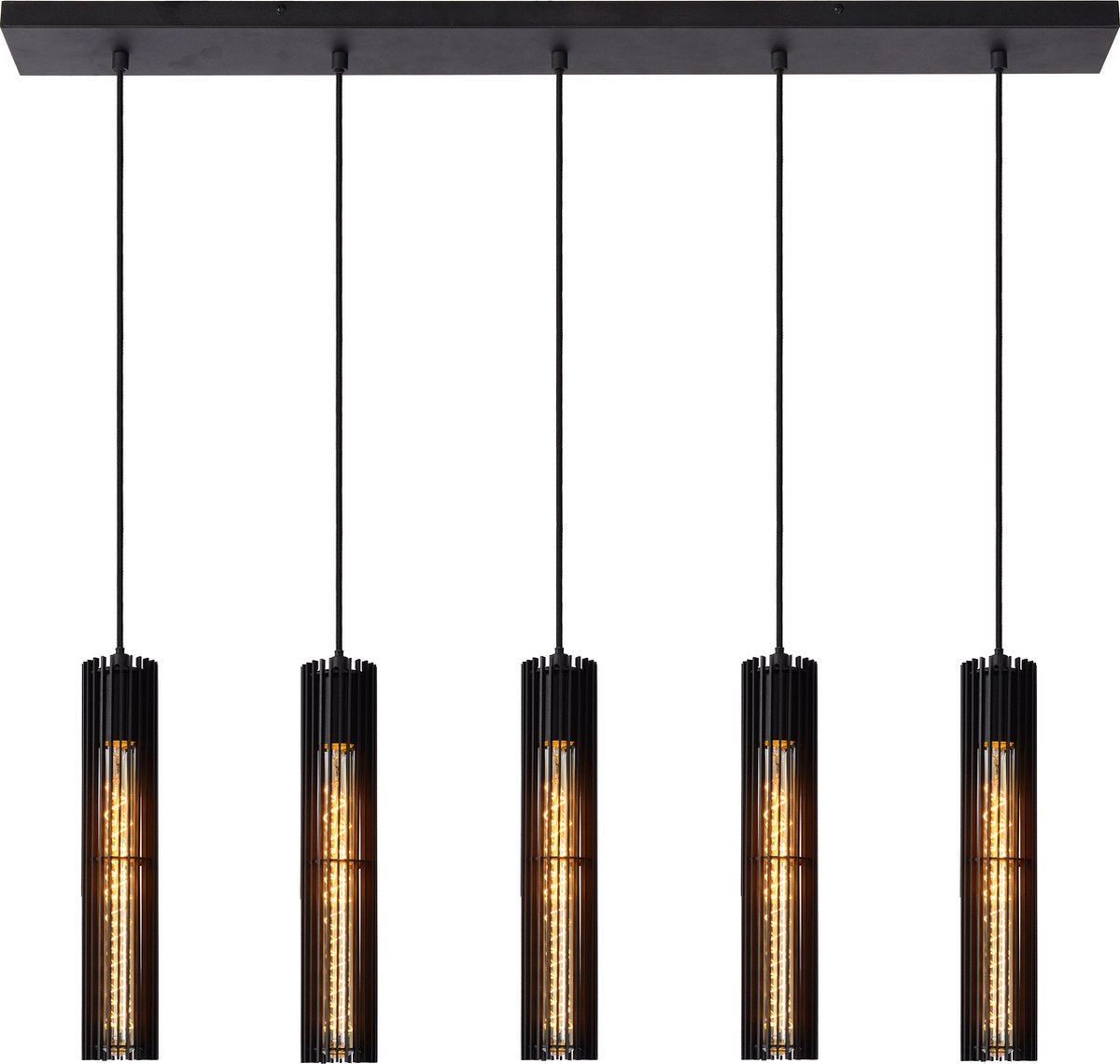 Lucide lionel - lampada a sospensione - 5xe27 - nera