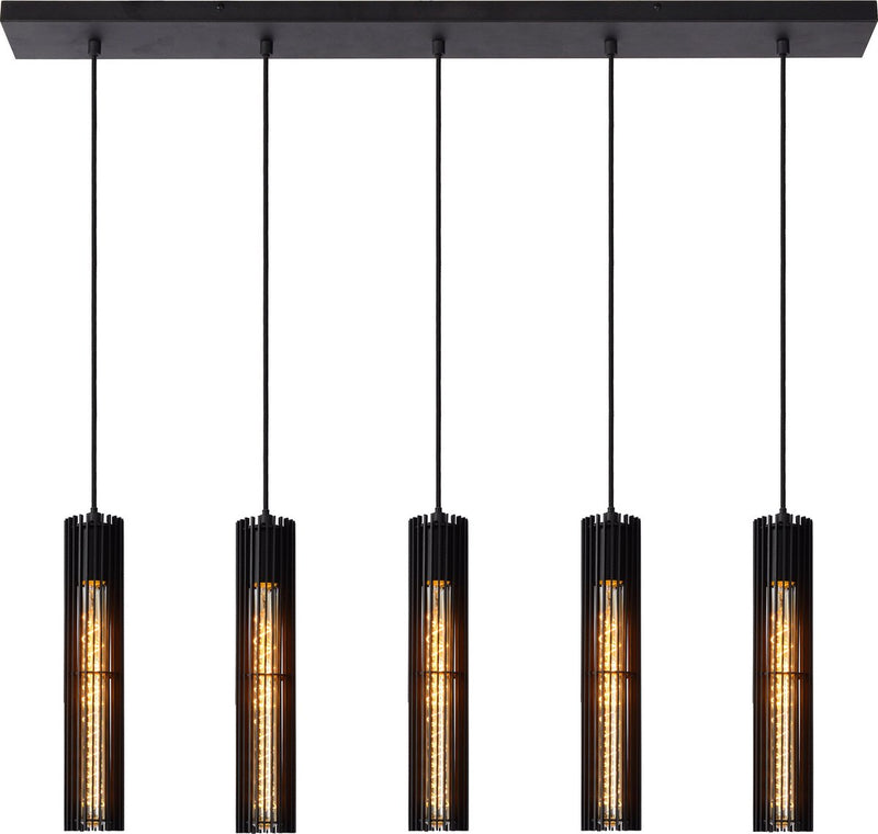 Lucide lionel - lampada a sospensione - 5xe27 - nera