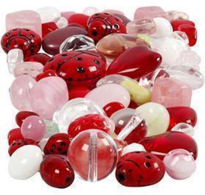 Creativ Company Glass Beads Diverse Love Beast, Heart, Hojas, 60 gramos