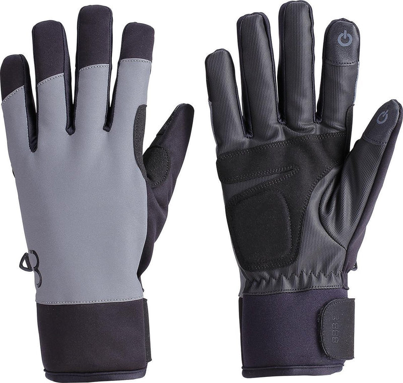 Bbb cycling coldshield reflective fietshandschoenen winter - 5 - 10 ℃ - winddichte wielrenhandschoenen - waterproof fietshandschoenen heren dames - touchscreen compatibel - reflecterend - zwart - maat xxxl - bwg-38