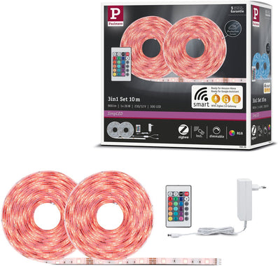 Striscia led semplice Paulmann 10 metri smart home zigbee 3.0 rgb - set plug play - 26w - 90 lm/m - 30 LED m - rivestita - per interni
