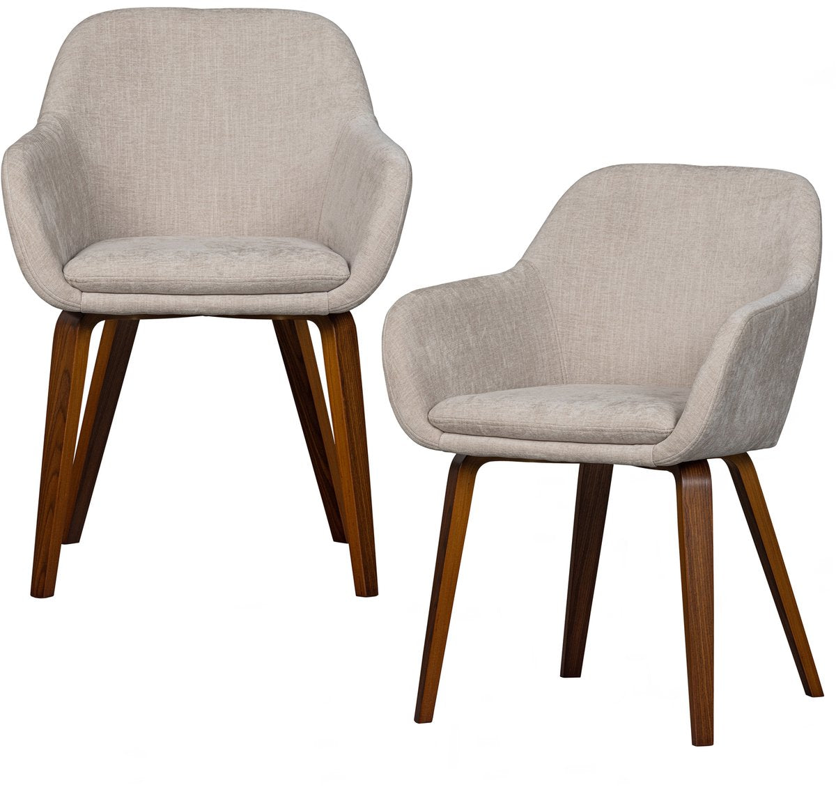 Sedie per sala da pranzo con base Vtwonen - tessuto in velluto - beige sabbia - 80x58x58 cm - set di 2