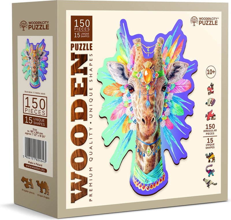 Wooden city houten stad puzzel - natty giraffe.