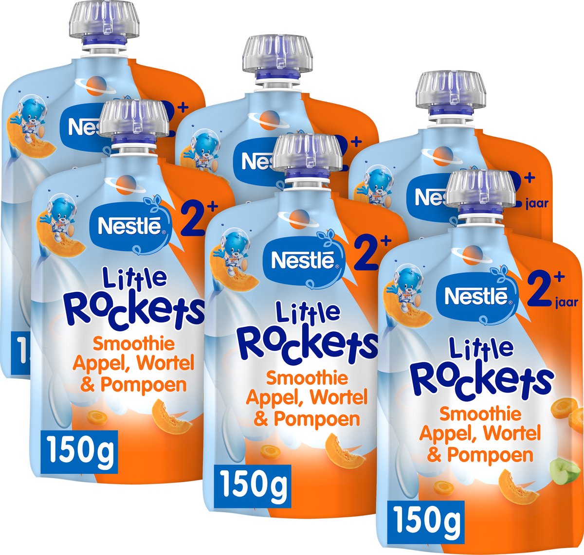Nestlé razzini spremuti frutta mela carota zucca - snack per bambini 2+ - 6 pezzi x 150g