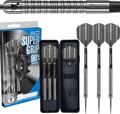 Harrows steeltip darts super grip - 90% tungsten - 25 grams - professional darts with maximum grip - competition training -