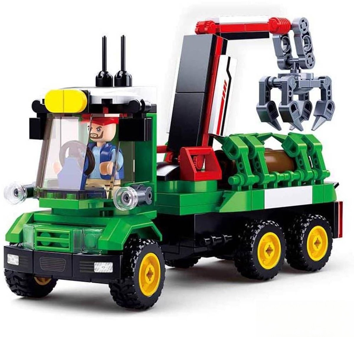 Sluban boomstammenvervoer bouwspeelgoed kinderen vanaf 6 jaar – constructiespeelgoed modelbouw – bouwdoos met 209 bouwstenen – m38-b0778